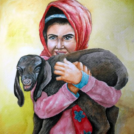 نقاشی دخترک روستایی